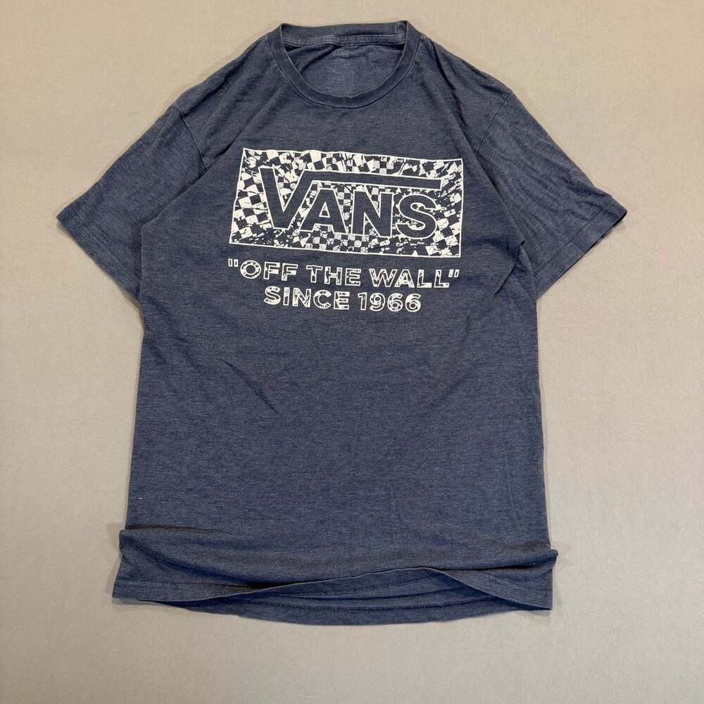 Vans Cracked Check T-Shirt Heather Denim Blue Off The Wall Graphic Tee